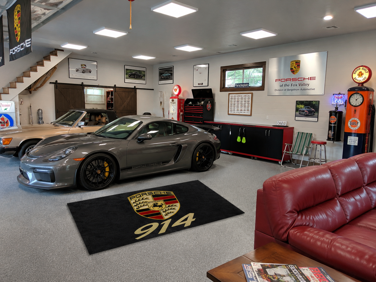 Porsche 914 Garage Floor Mat 5x7 FT (60x87 Inches) Premium Showroom Rug Wall Decor