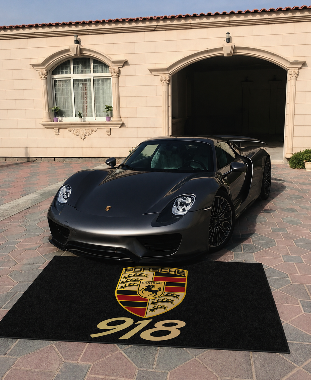 Porsche 918 Garage Floor Mat 5x7 FT (60x87 Inches) Premium Showroom Rug Wall Decor