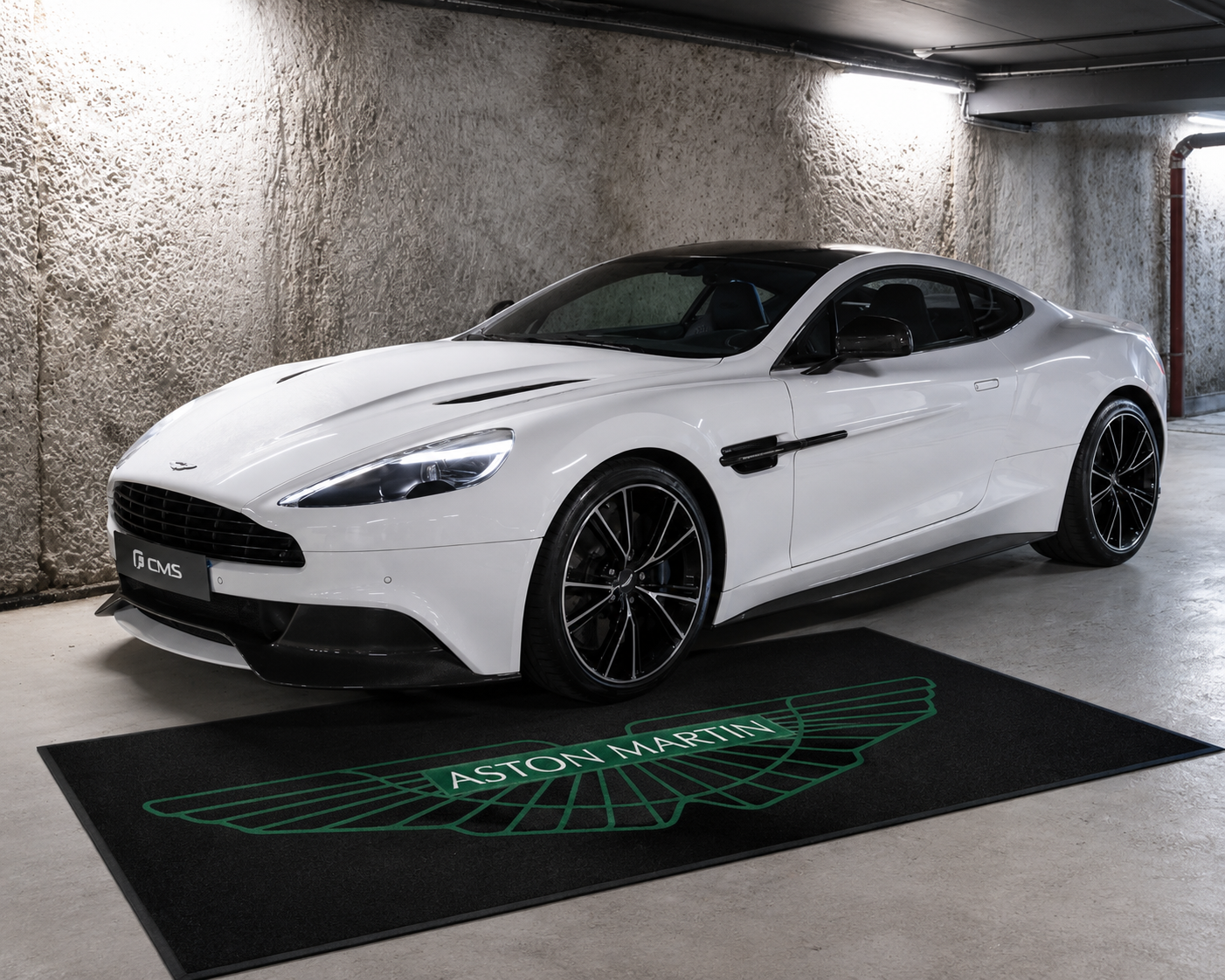 Aston Martin Garage Floor Mat 5x7 FT (60x87 Inches) Premium Showroom Rug & Wall Decor