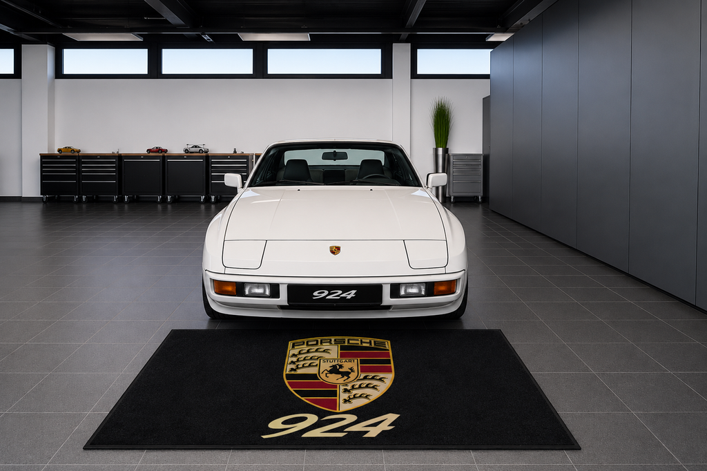 Porsche 924 Garage Floor Mat 5x7 FT (60x87 Inches) Premium Showroom Rug Wall Decor