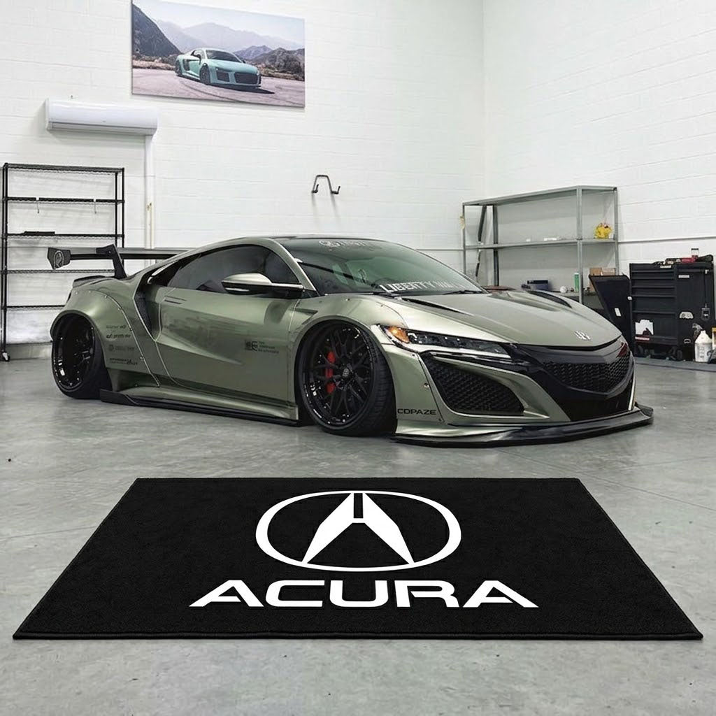 Acura Garage Floor Mat 5x7 FT (60x87 Inches) Premium Showroom Rug & Wall Decor Luxury Racing Style