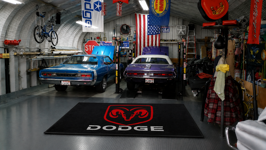 Dodge Garage Floor Mat 5x7 FT (60x87 Inches) Premium Showroom Rug Wall Decor