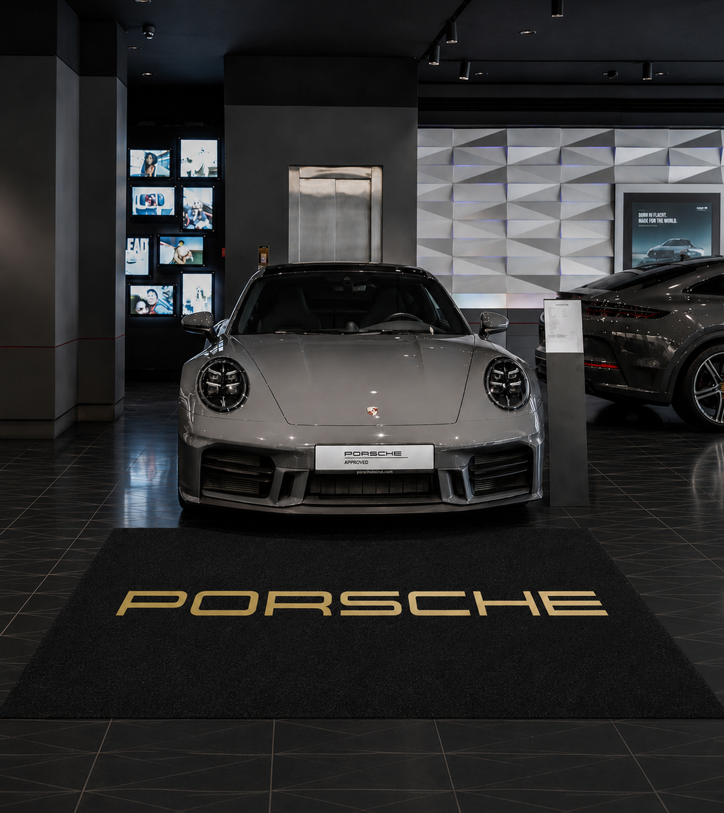 Porsche Garage Floor Mat 5x7 FT (60x87 Inches) Premium Showroom Rug Wall Decor