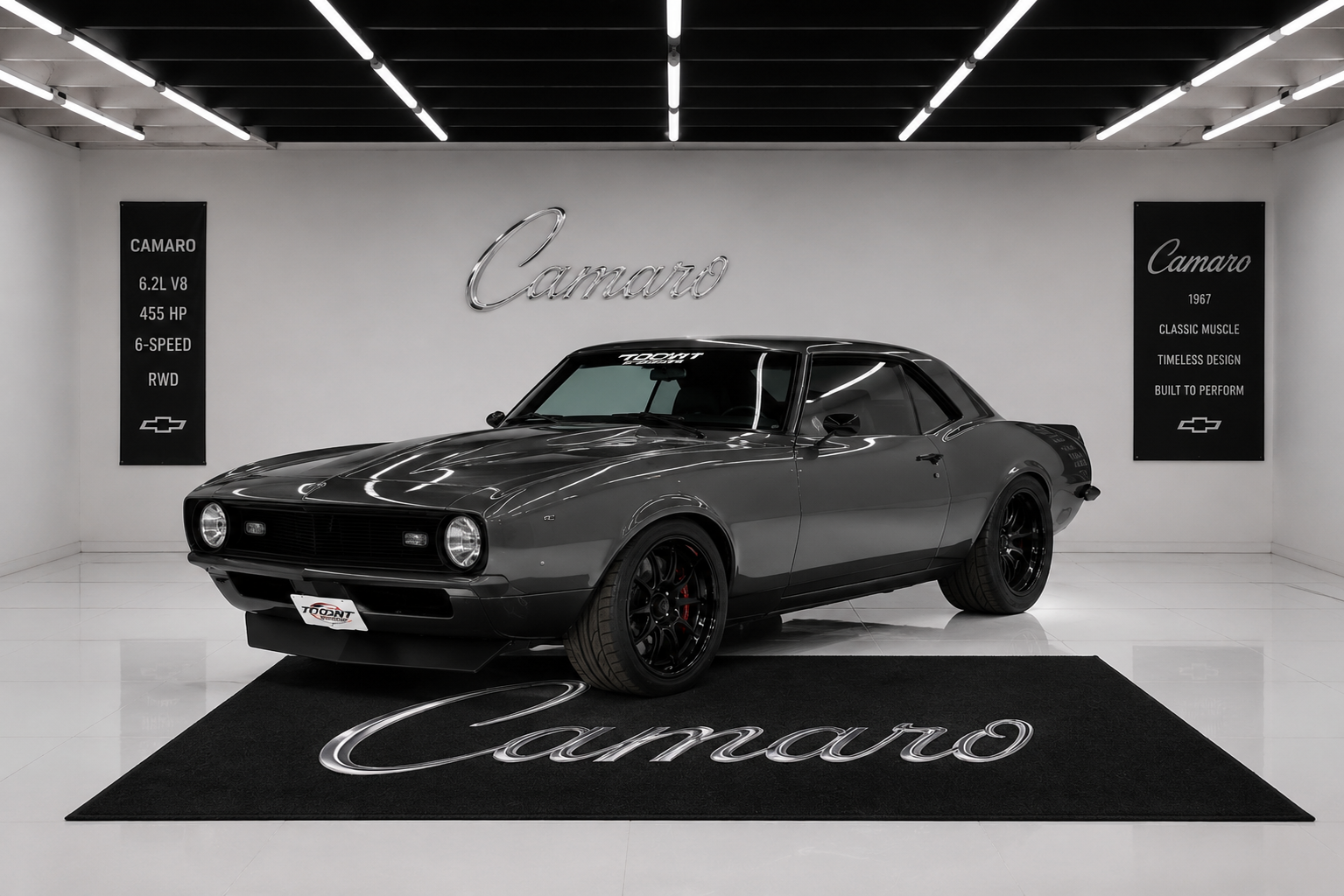 Camaro Garage Floor Mat 5x7 FT (60x87 Inches) Premium Showroom Rug Wall Decor
