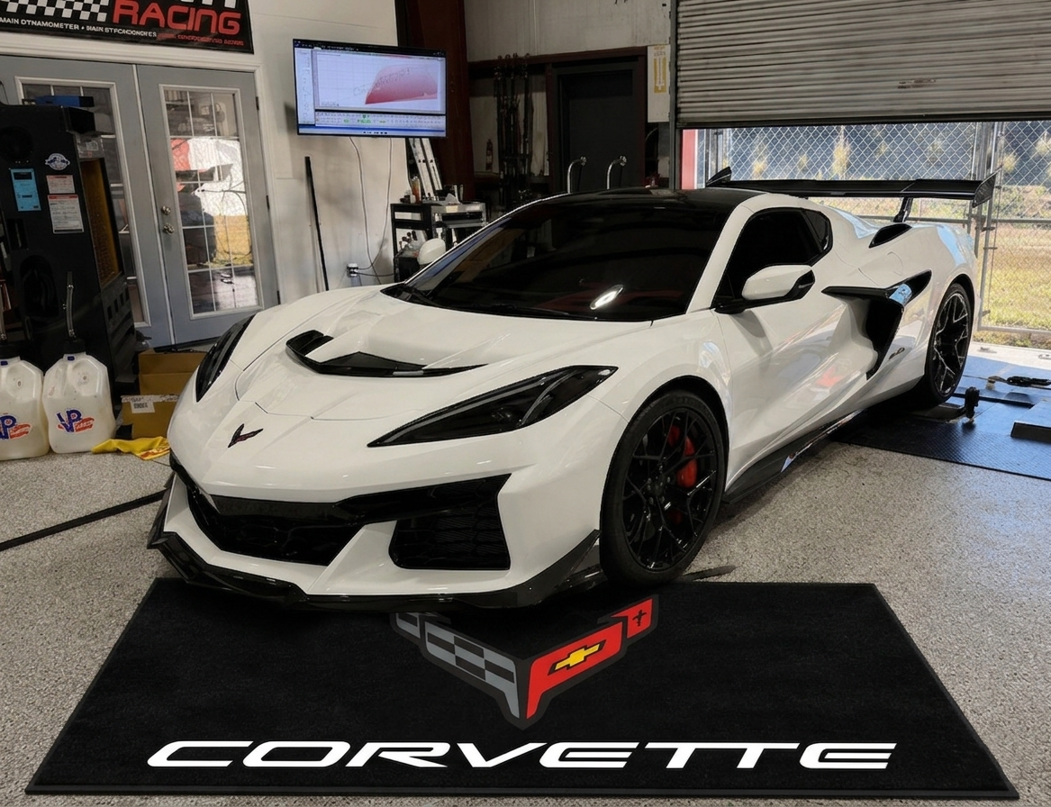 Corvette C8 Garage Floor Mat 5x7 FT (60x87 Inches) Premium Showroom Rug Wall Decor