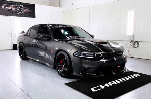 Charger Garage Floor Mat 5x7 FT (60x87 Inches) Premium Showroom Rug Wall Decor