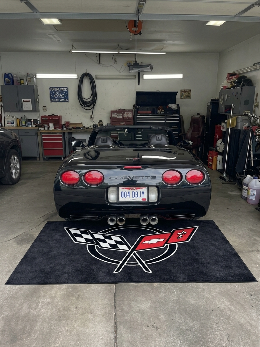 Corvette C5 Garage Floor Mat 5x7 FT (60x87 Inches) Premium Showroom Rug Wall Decor