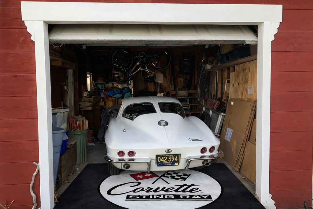 Corvette C2 Stingray Garage Floor Mat 5x7 FT (60x87 Inches) Premium Showroom Rug Wall Decor
