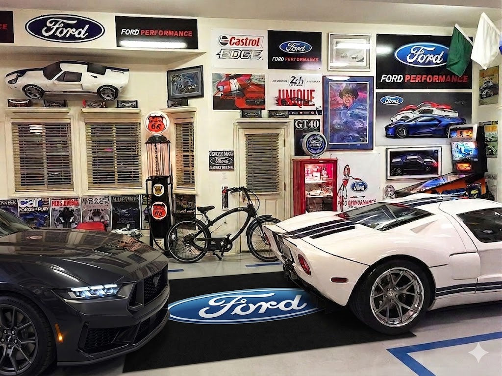 Ford Garage Floor Mat 5x7 FT (60x87 Inches) Premium Showroom Rug Wall Decor