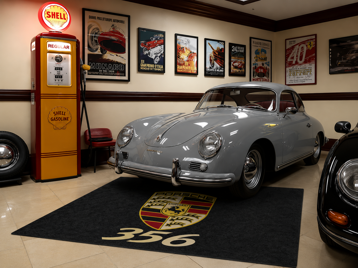Porsche 356 Garage Floor Mat 5x7 FT (60x87 Inches) Premium Showroom Rug Wall Decor