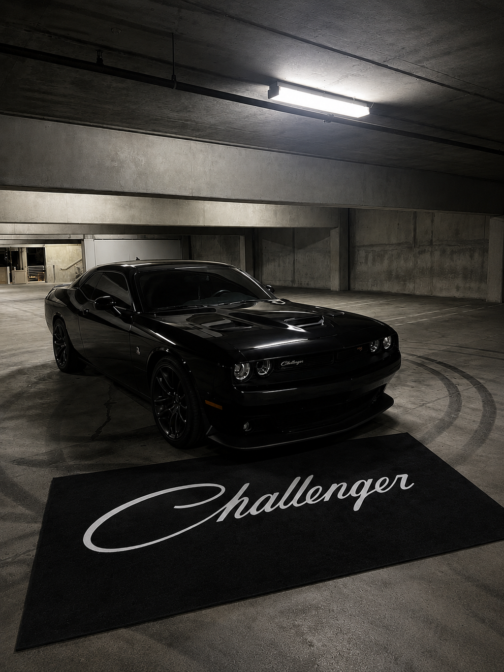 Challenger Garage Floor Mat 5x7 FT (60x87 Inches) Premium Showroom Rug Wall Decor