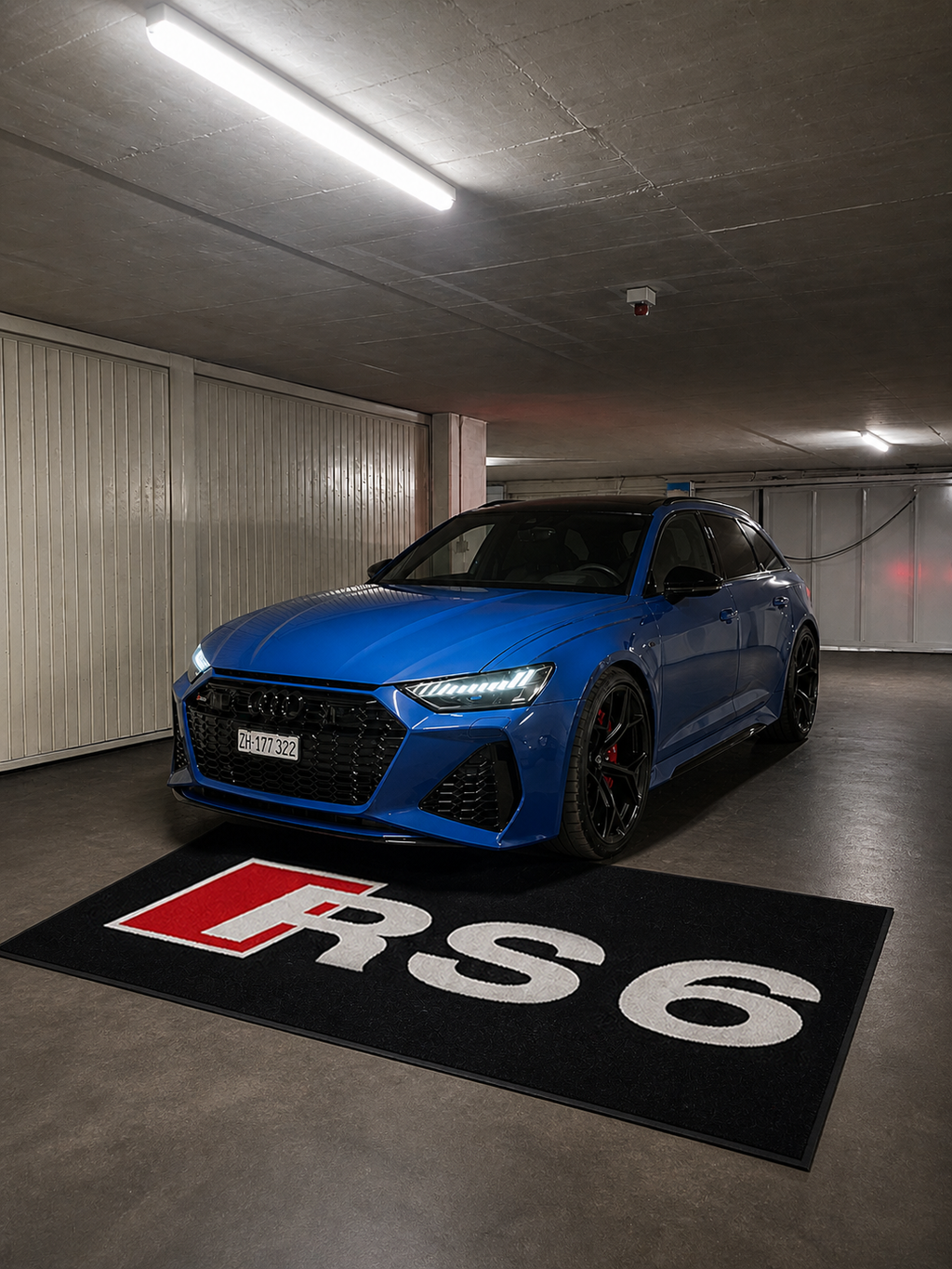 Audi RS6 Garage Floor Mat 5x7 FT (60x87 Inches) Premium Showroom Rug & Wall Decor
