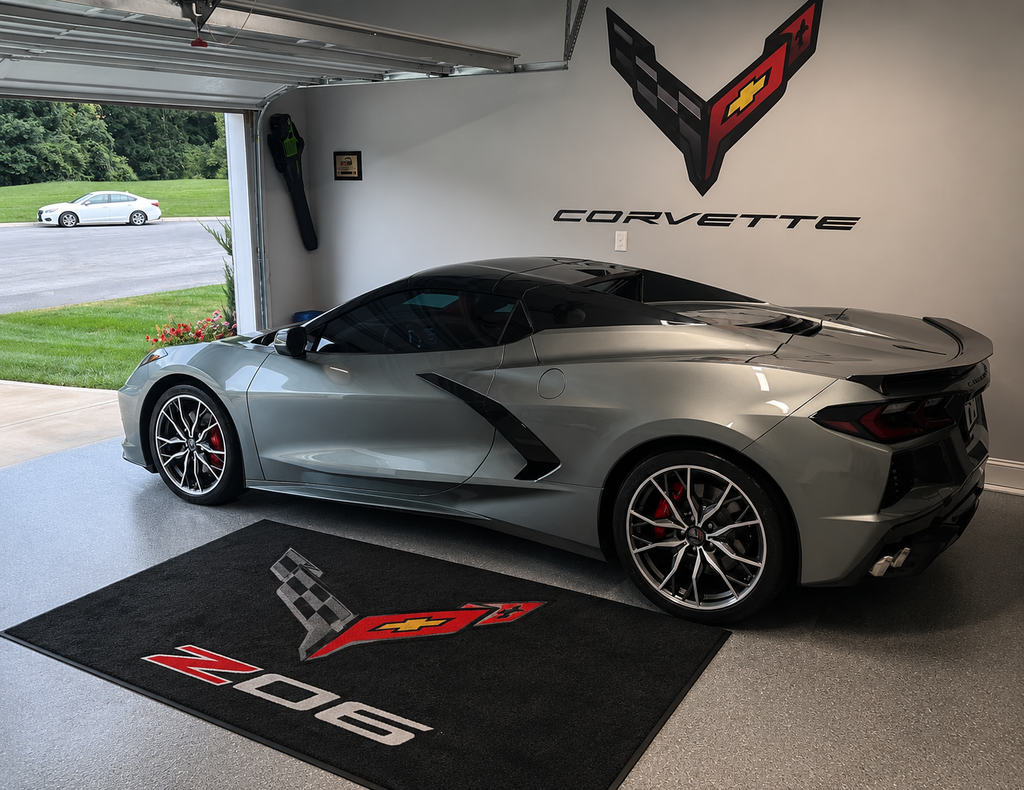 Corvette z06 Garage Floor Mat 5x7 FT (60x87 Inches) Premium Showroom Rug Wall Decor