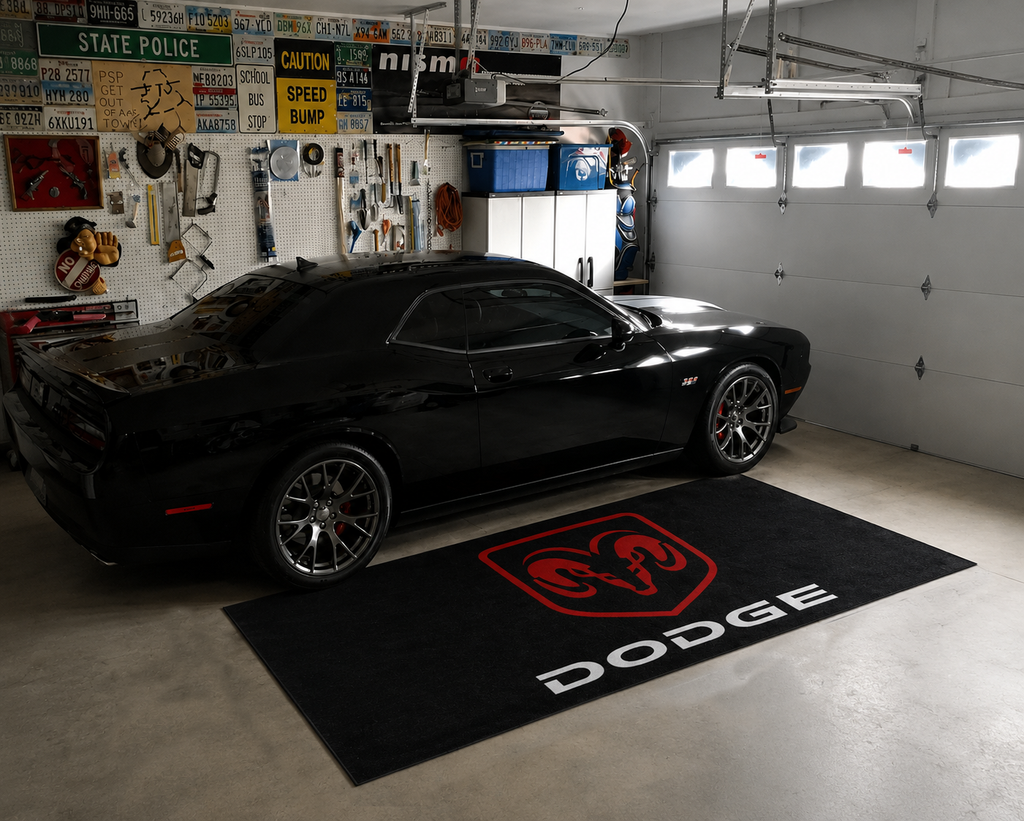 Dodge Garage Floor Mat 5x7 FT (60x87 Inches) Premium Showroom Rug Wall Decor