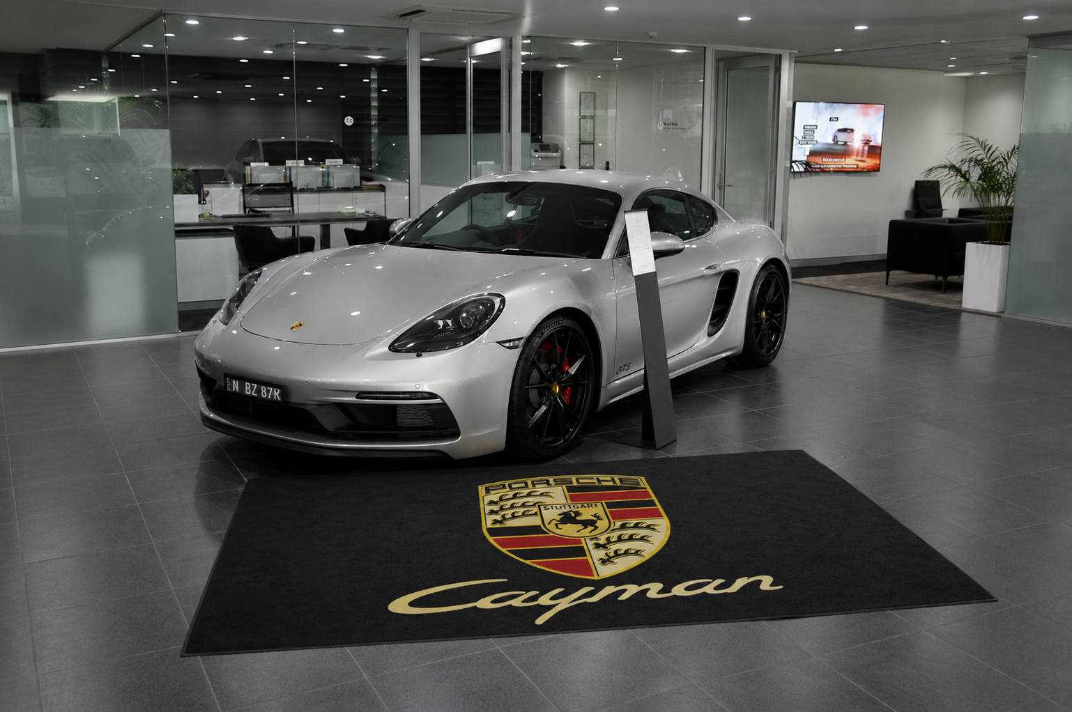 Porsche Cayman Garage Floor Mat 5x7 FT (60x87 Inches) Premium Showroom Rug Wall Decor
