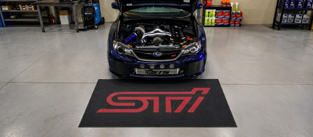 Subaru STI Garage Floor Mat 5x7 FT (60x87 Inches) Premium Showroom Rug Wall Decor