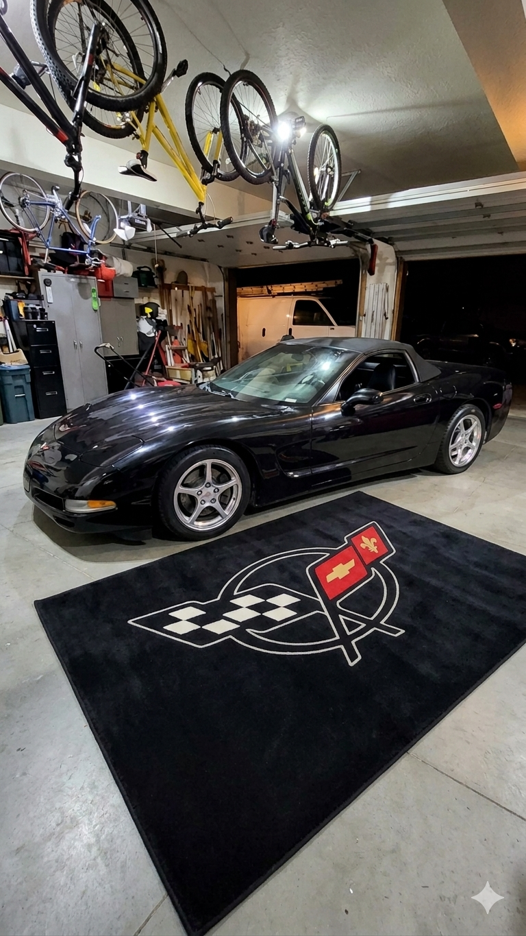 Corvette C5 Garage Floor Mat 5x7 FT (60x87 Inches) Premium Showroom Rug Wall Decor