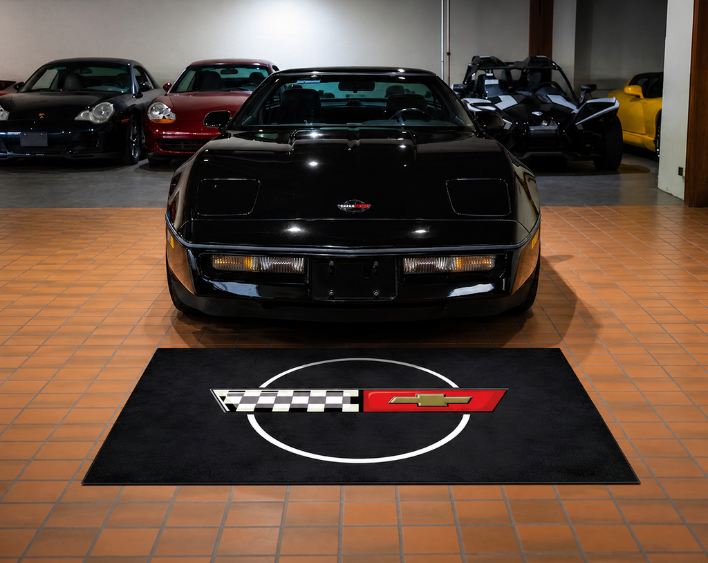 Corvette C4 Garage Floor Mat 5x7 FT (60x87 Inches) Premium Showroom Rug Wall Decor