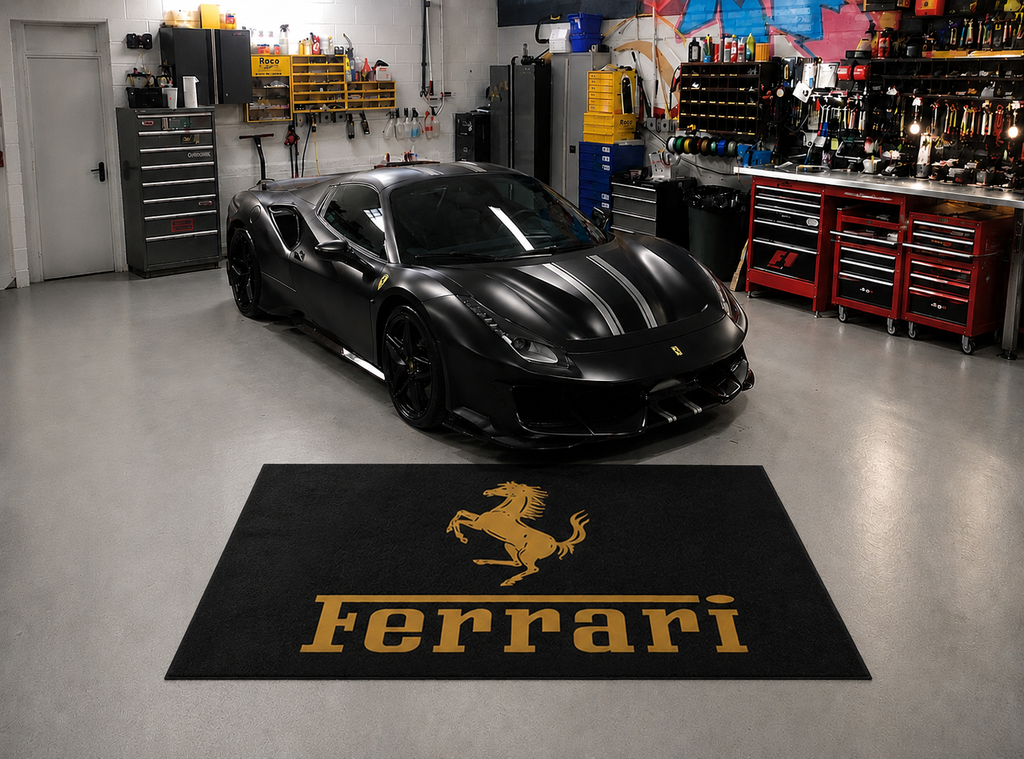 Ferrari Garage Floor Mat 5x7 FT (60x87 Inches) Premium Showroom Rug Wall Decor