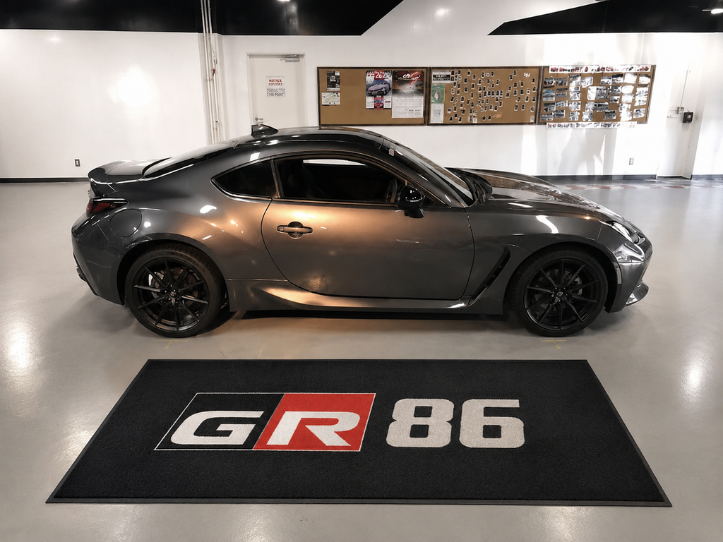Toyota GR86 Garage Floor Mat 5x7 FT (60x87 Inches) Premium Showroom Rug Wall Decor