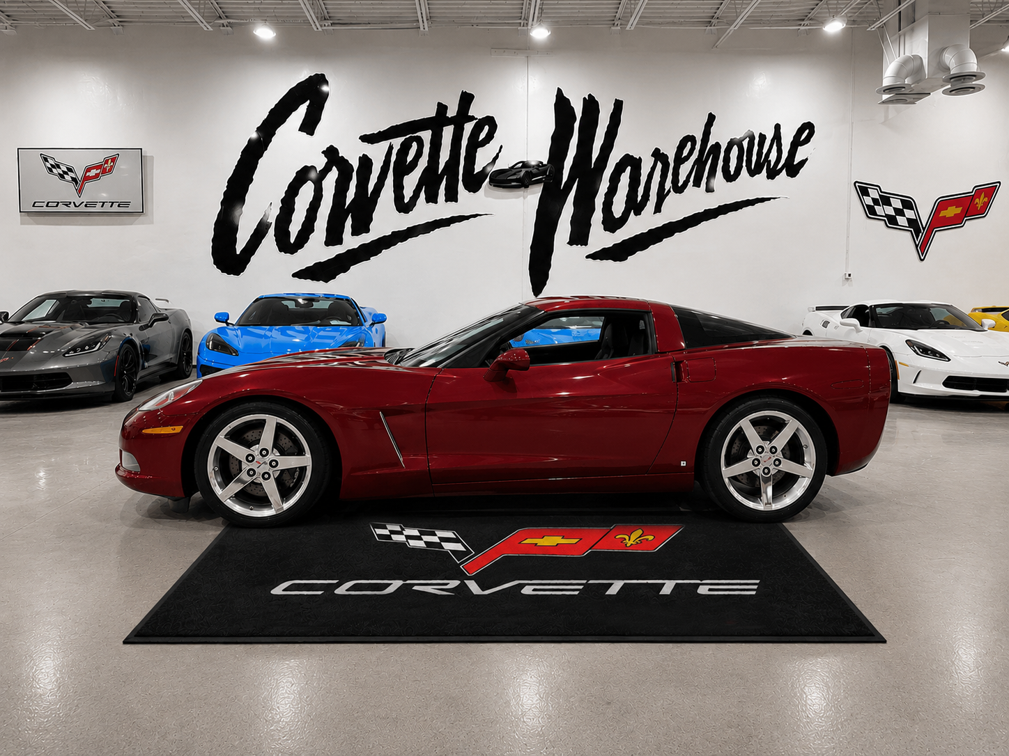 Corvette C6 Garage Floor Mat 5x7 FT (60x87 Inches) Premium Showroom Rug Wall Decor