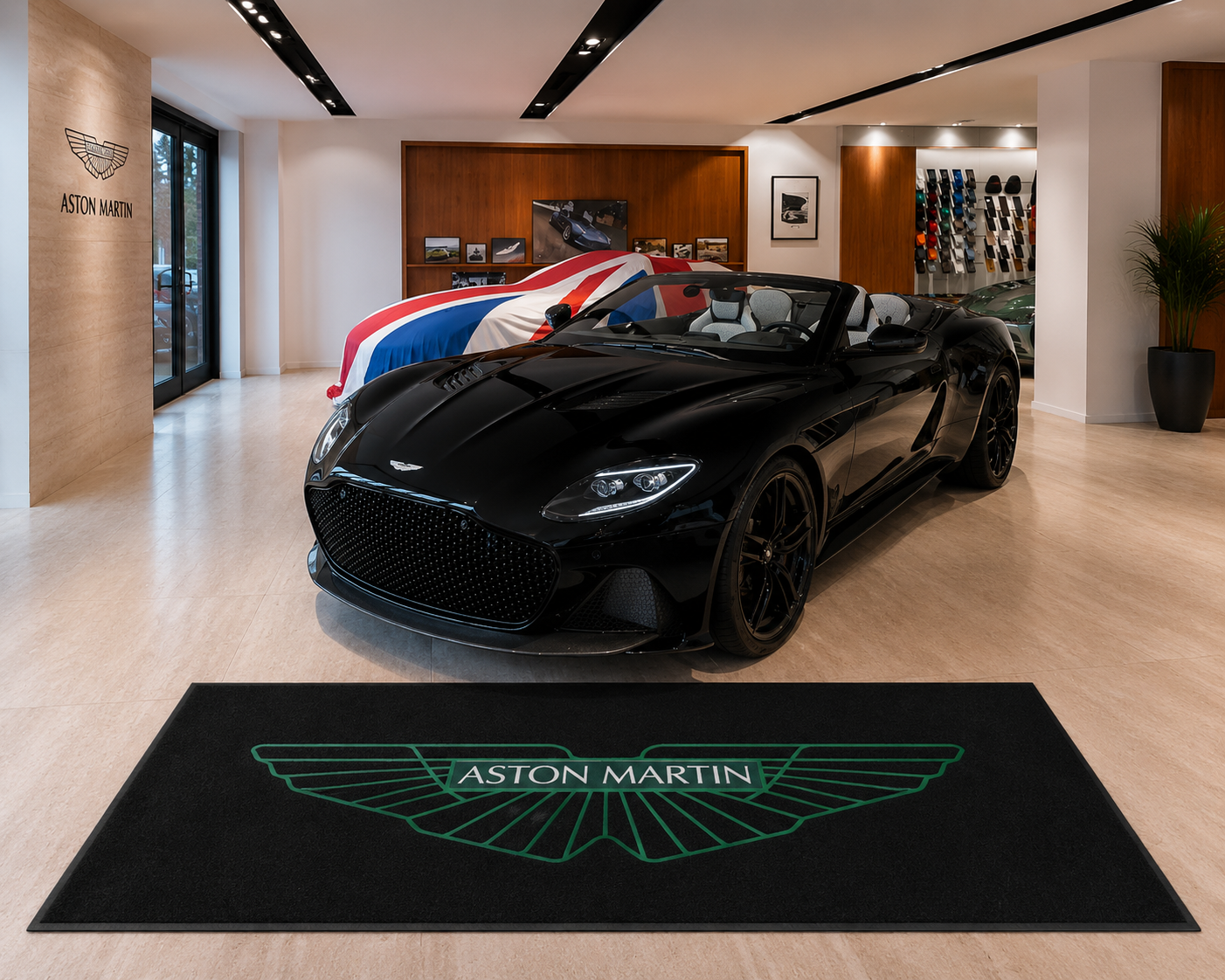 Aston Martin Garage Floor Mat 5x7 FT (60x87 Inches) Premium Showroom Rug & Wall Decor