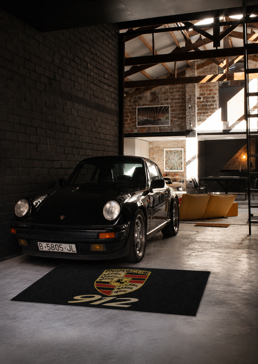Porsche 912 Garage Floor Mat 5x7 FT (60x87 Inches) Premium Showroom Rug Wall Decor