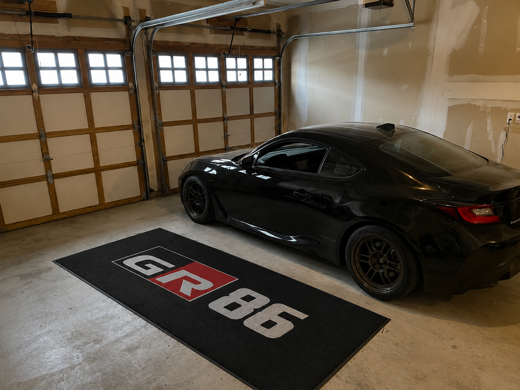 Toyota GR86 Garage Floor Mat 5x7 FT (60x87 Inches) Premium Showroom Rug Wall Decor