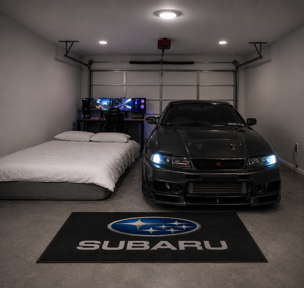 Subaru Garage Floor Mat 5x7 FT (60x87 Inches) Premium Showroom Rug Wall Decor