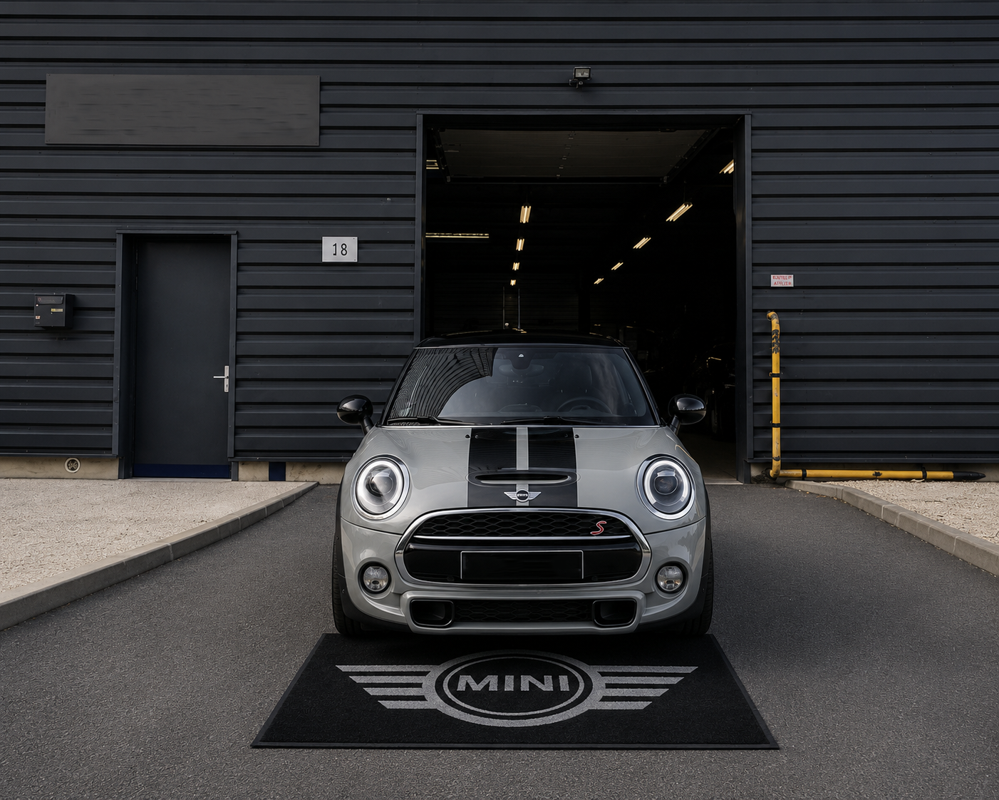 Mini Cooper Garage Floor Mat 5x7 FT (60x87 Inches) Premium Showroom Rug Wall Decor