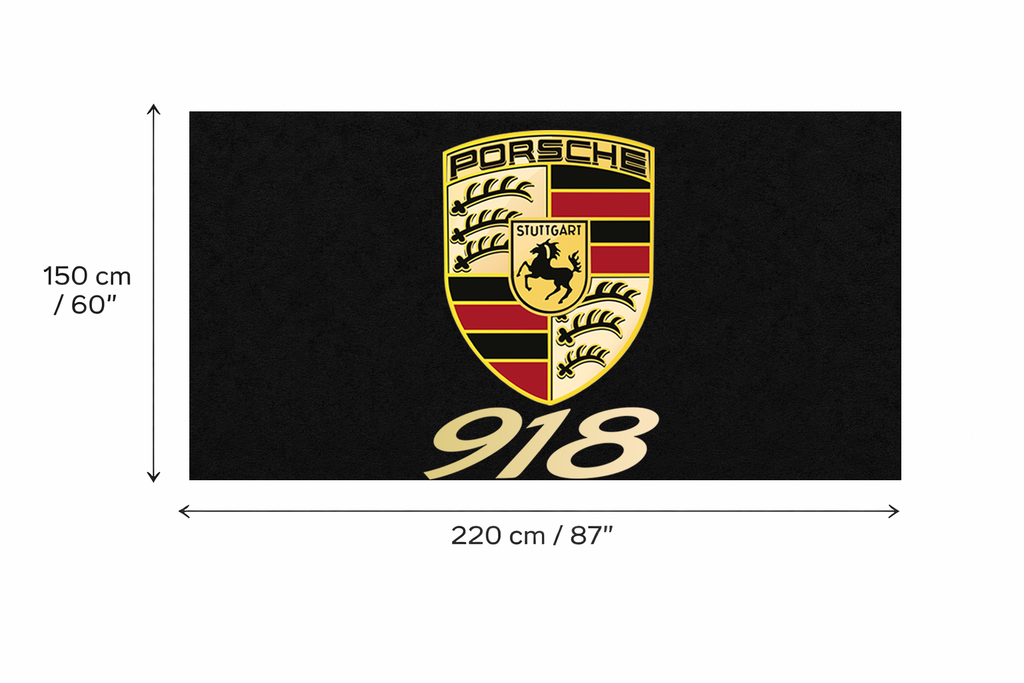Porsche 918 Garage Floor Mat 5x7 FT (60x87 Inches) Premium Showroom Rug Wall Decor