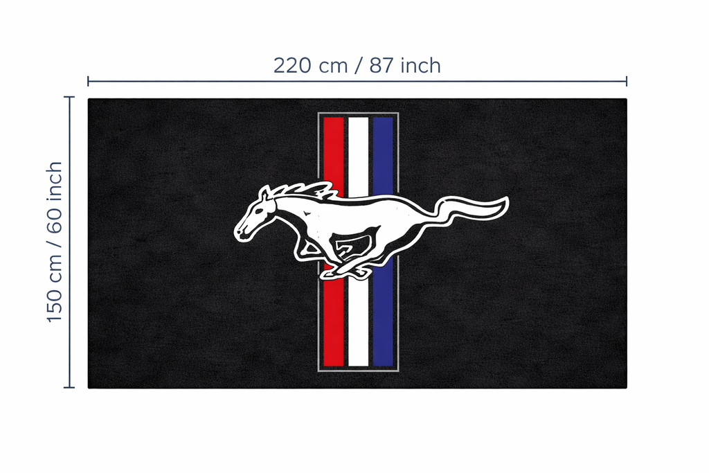 Mustang Garage Floor Mat 5x7 FT (60x87 Inches) Premium Showroom Rug Wall Decor