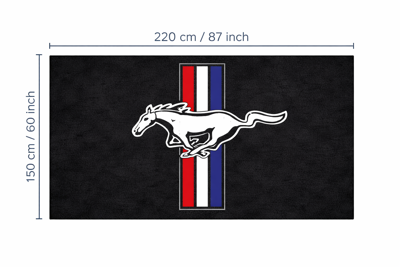 Mustang Garage Floor Mat 5x7 FT (60x87 Inches) Premium Showroom Rug Wall Decor