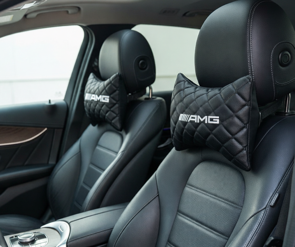 For Mercedes Benz Leather Neck Pillow (2 PCS)