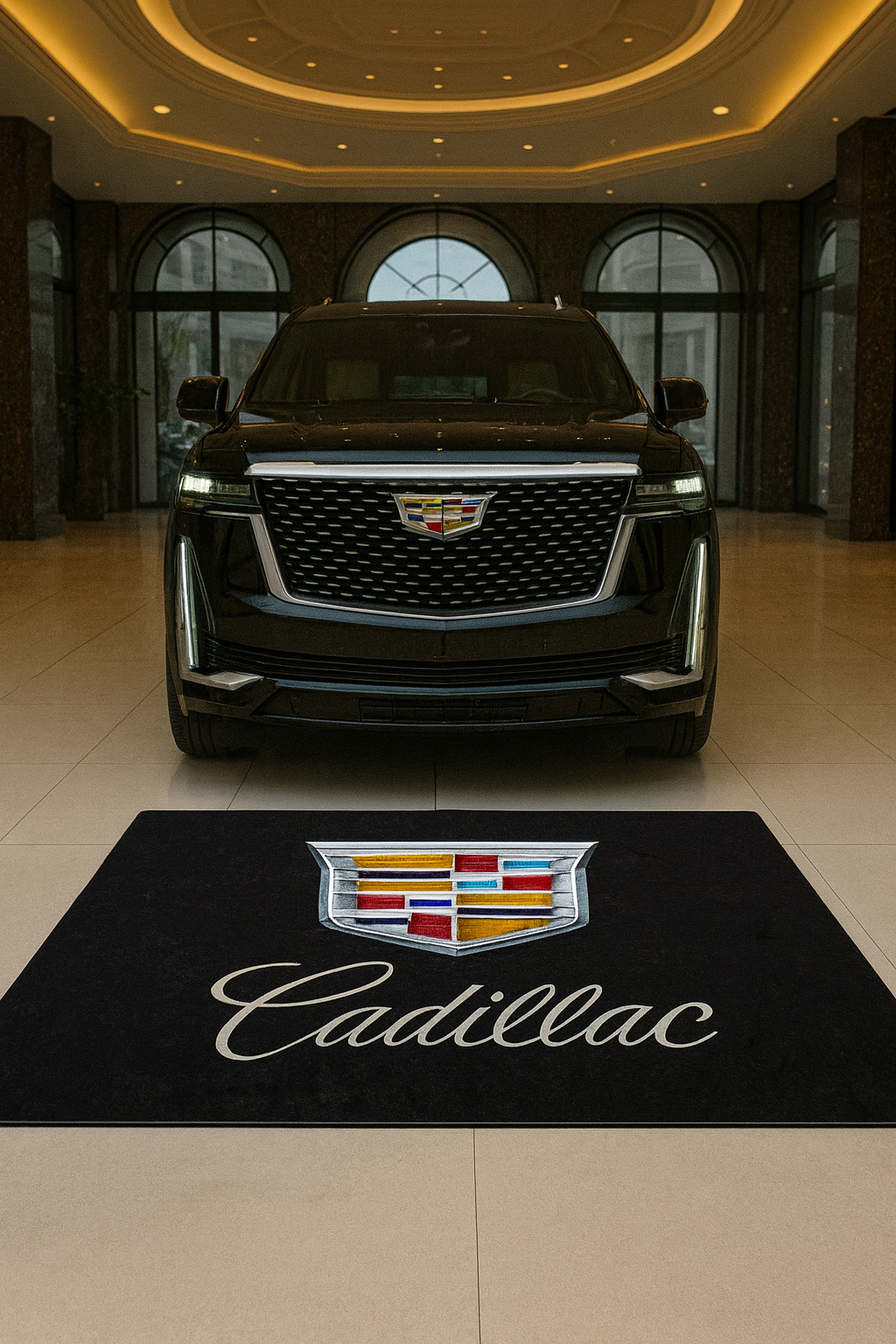 Cadillac Garage Floor Mat 5x7 FT (60x87 Inches) Premium Showroom Rug & Wall Decor Luxury Racing Style