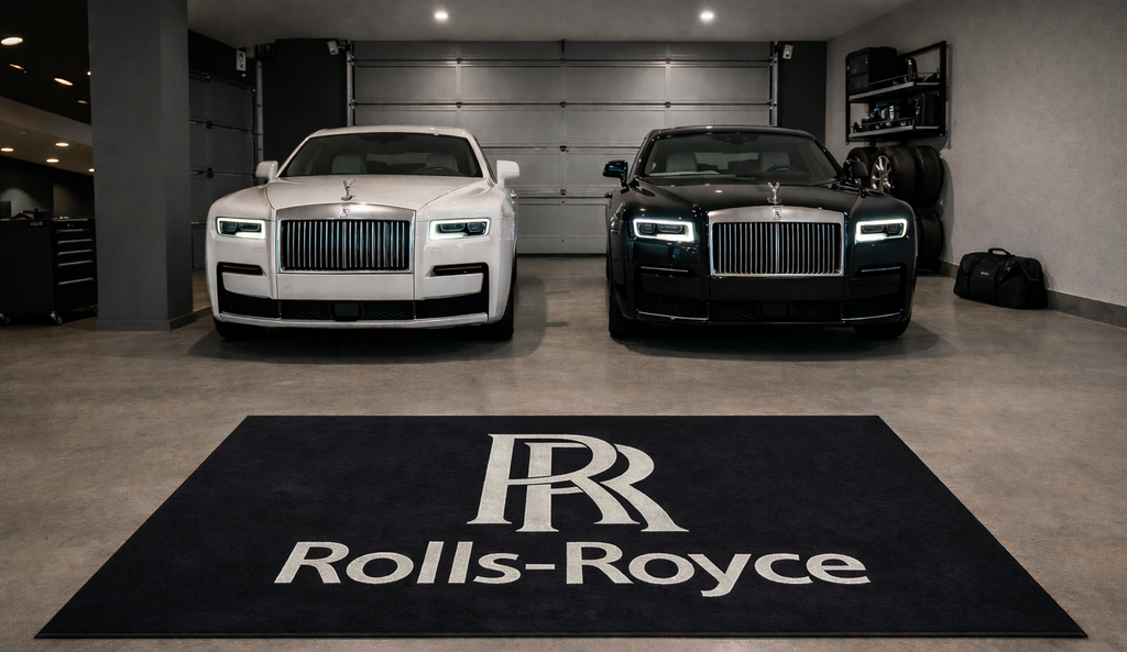 Rolls Royce Garage Floor Mat 5x7 FT (60x87 Inches) Premium Showroom Rug & Wall Decor Luxury Racing Style