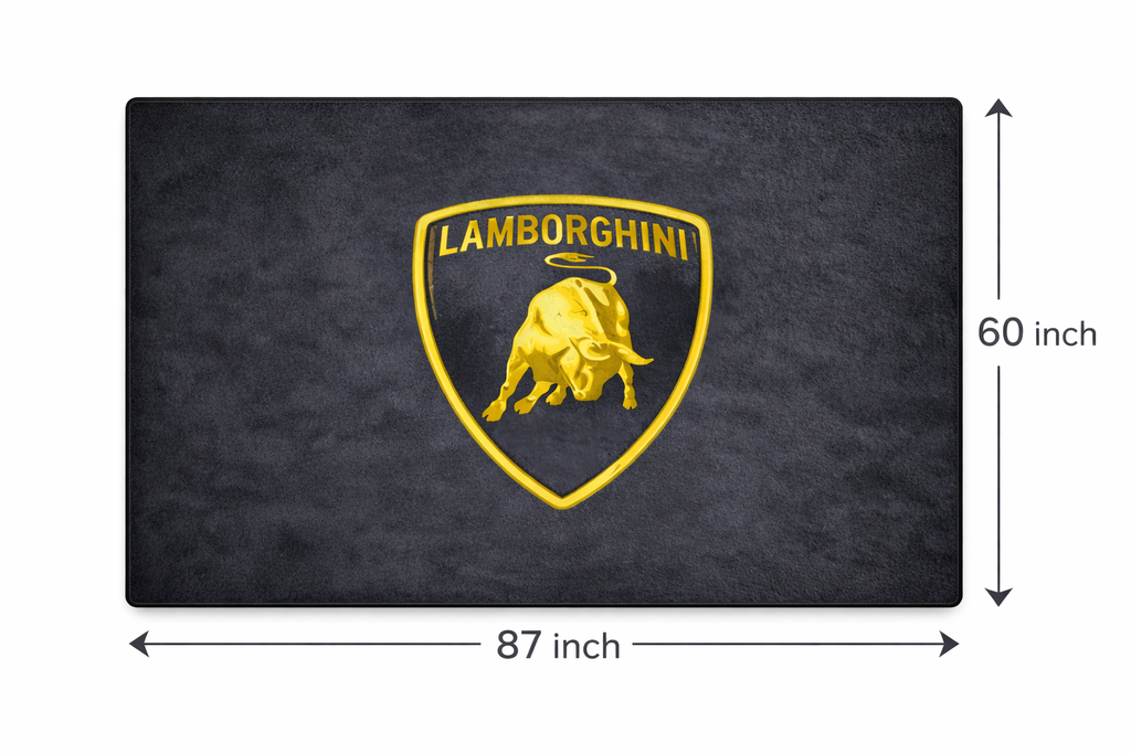 Lamborghini Garage Floor Mat 5x7 FT (60x87 Inches) Premium Showroom Rug & Wall Decor Luxury Racing Style