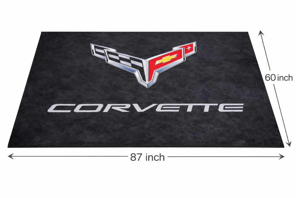 Corvette Garage Floor Mat 5x7 FT (60x87 Inches) Premium Showroom Rug & Wall Decor Luxury Racing Style