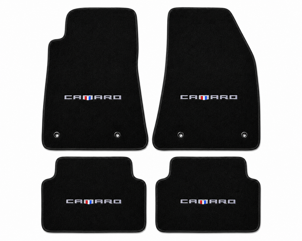 Camaro Floor Mats - Carpet Velour Mats For Camaro with Custom Stitch Logo