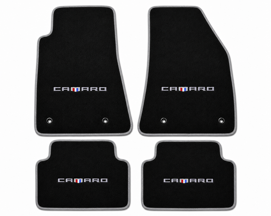 Camaro Floor Mats - Carpet Velour Mats For Camaro with Custom Stitch Logo