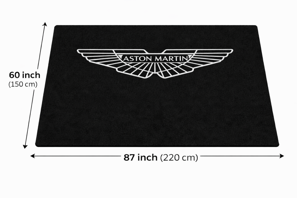 Aston Martin Garage Floor Mat 5x7 FT (60x87 Inches) Premium Showroom Rug & Wall Decor Luxury Racing Style