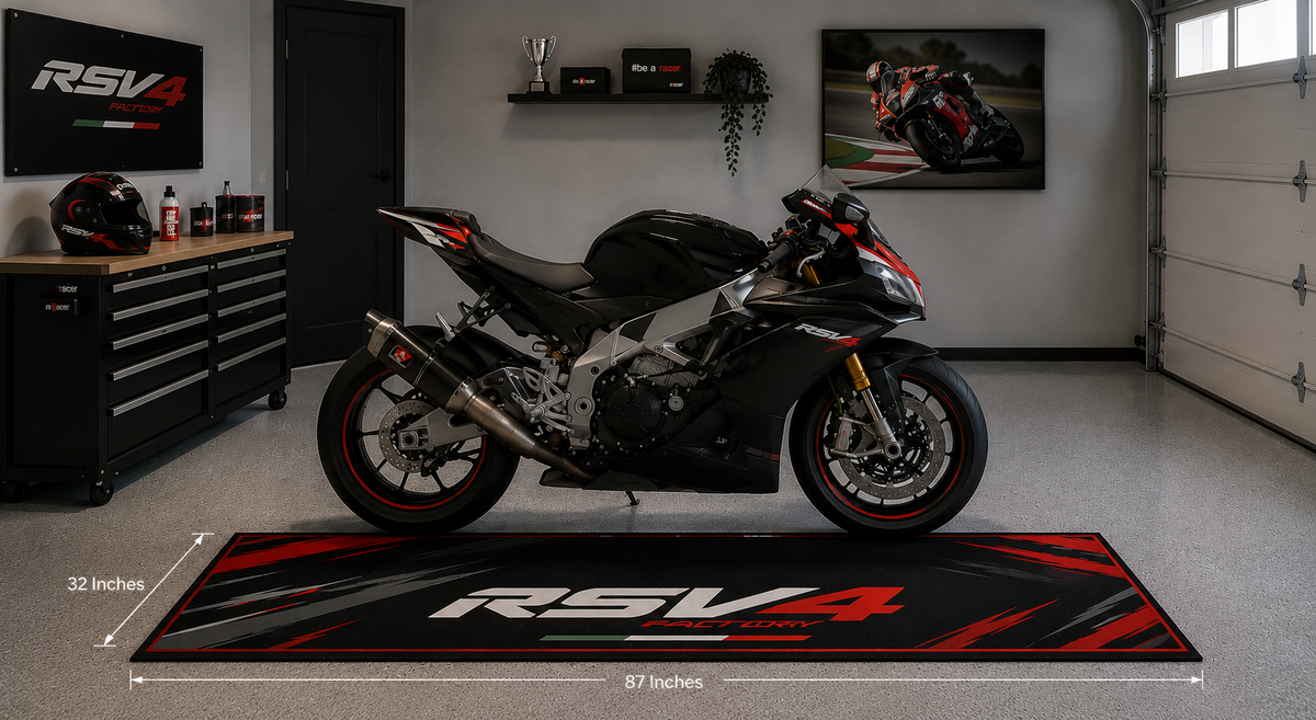 Aprilia RSV4 Motorcycle Garage Mat – Premium Garage Floor Protection 32x87 Inch