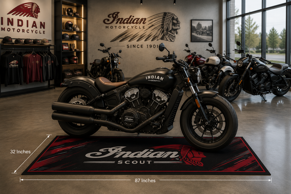 Indian Scout Motorcycle Garage Mat – Premium Garage Floor Protection 32x87 Inch