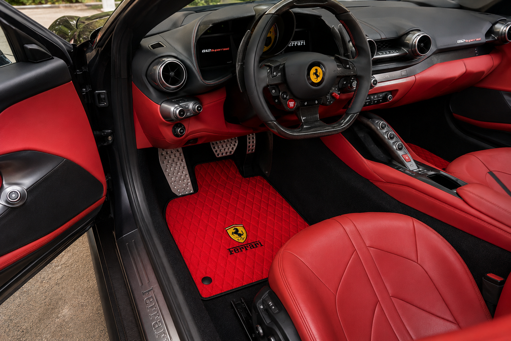 For FERRARI Leather Car Mat, Luxury Custom-Made for Your Vehicle After Ordering, A++