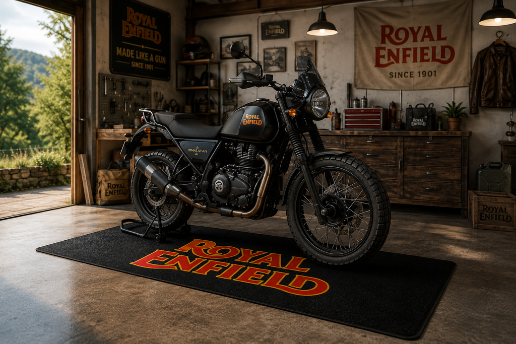 Royal Enfield Motorcycle Garage Mat – Premium Garage Floor Protection 32x87 Inch