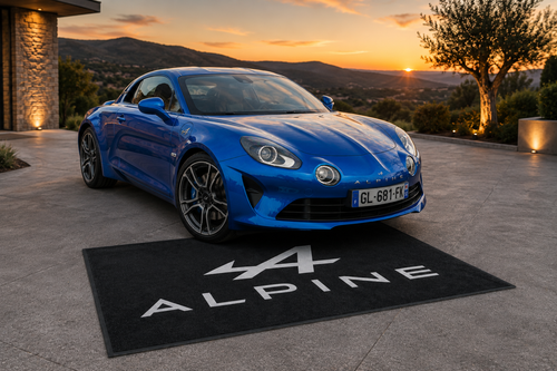 ALPİNE Garage Floor Mat 5x7 FT (60x87 Inches) Premium Showroom Rug & Wall Decor Luxury Racing Style