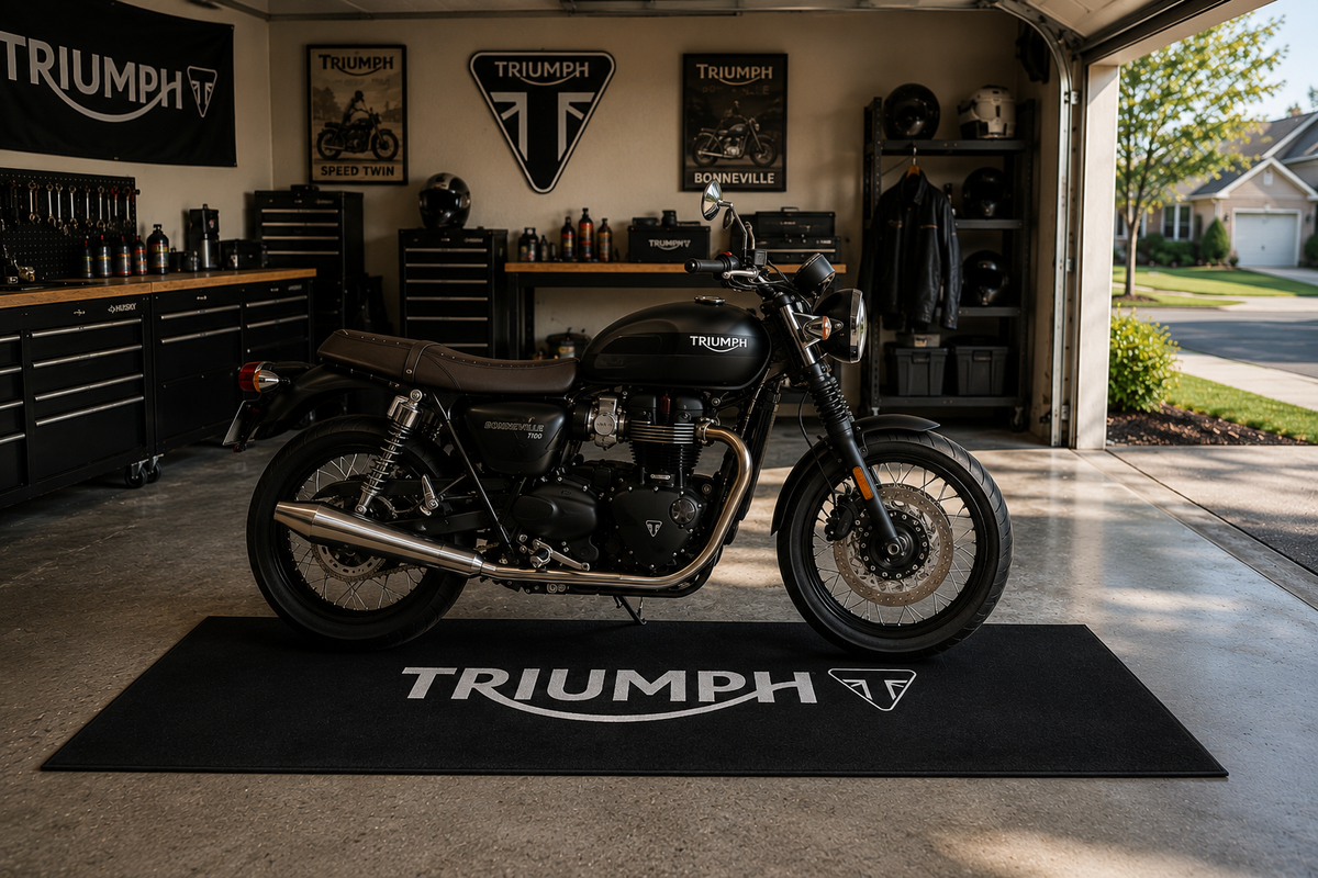 Triumph Motorcycle Garage Mat – Premium Garage Floor Protection 32x87 Inch
