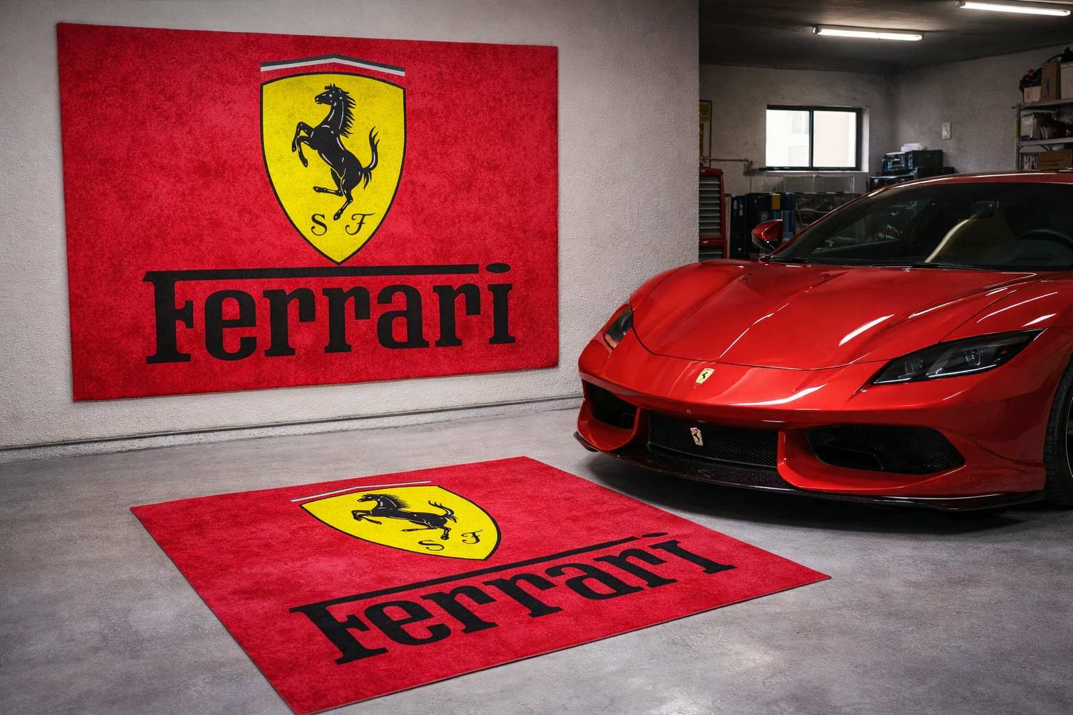 Ferrari Luxury Rug 59.1 × 86.6 inch Home, Garage & Display Carpet