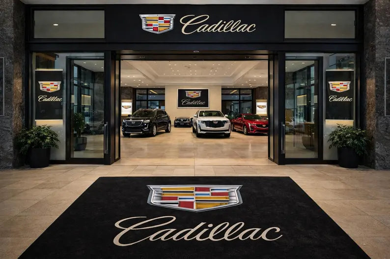 Cadillac Garage Floor Mat 5x7 FT (60x87 Inches) Premium Showroom Rug & Wall Decor Luxury Racing Style