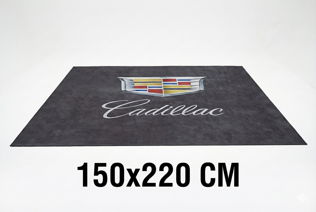 Cadillac Garage Floor Mat 5x7 FT (60x87 Inches) Premium Showroom Rug & Wall Decor Luxury Racing Style